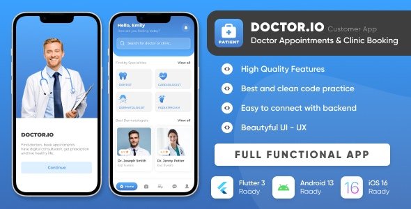 Doctor.io : Book Doctor Appointment, Online Diagnostic, Multi-Vendor App with Admin Panel nulled