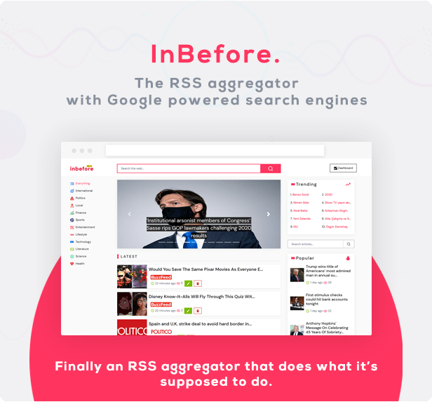 INBEFORE - NEWS AGGREGATOR WITH SEARCH ENGINE
