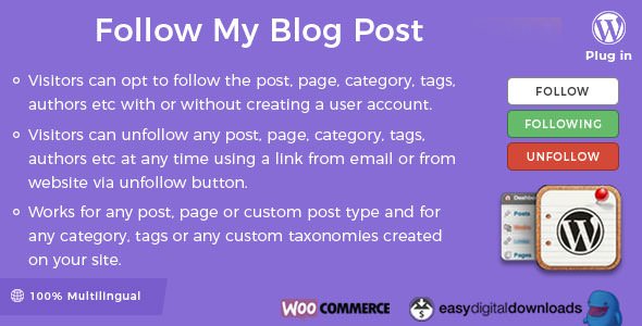 Follow My Blog Post WordPress Plugin