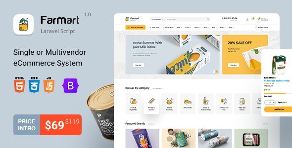 Farmart - Single or Multivendor Laravel eCommerce System nulled